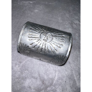 VTG Decor Silver Sun Celestial Metal Trinket Box One Size